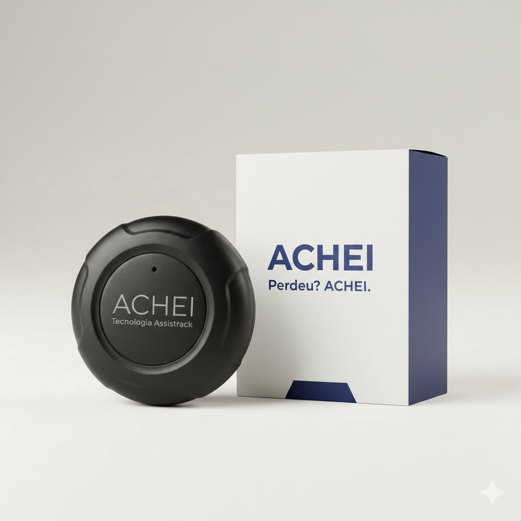 Tag ACHEI e embalagem do produto